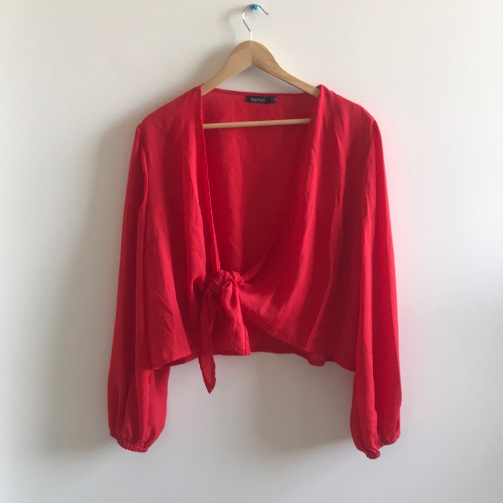 Balloon-Sleeve Crop Top